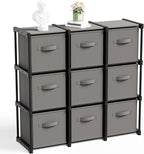 9 Cube Storage Organizer with Shelf Back to School Boxes 11 Inch Toy Storage Bins Closet Organizers Drawers Fabric Dresser for Playroom Books Bedroom Dorm Kitchen (Grey)