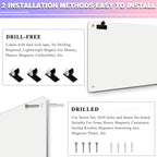 White 2Pack Magnetic Board,17.5" x 11.4" Magnet Bulletin Board to Display Magnetic Notes, Poetry, Photos, Suitable for Wall, Refrigerator, Cabinet etc, Come with 4 Pcs Dual Lock Tape and Screws
