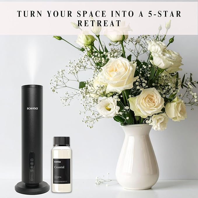 Scentia Hotel Diffuser Oil Inspired by 5-Star Hotel Scent - 120 mL 4.06 fl oz - Essential Oil Blend Botanical Jasmine, Bergamot & Fresh Notes for Aromatherapy Diffusers - Coastal, Christmas Gift