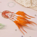 Pretty Jolly Small Tree of Life Crystal Stone Dream Catchers Orange Feathers Mini Dreamcatchers for Cars Rear View Mirror Hanging Decoration Good Luck Travel Charm Bedroom Ornaments for Women Girls