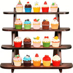 Wooden Cupcake Stand, 4 Tier Shelf Earring & Ring Holder Stands,Tiered Tray Stand Display Shelf Display Riser, Table Display Stand For Vendors, Perfume Organizer, Fragrance Shelf, Spice Rack