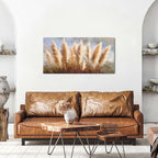 Vintage Boho Reed Canvas Wall Art Abstract Nature Plant Wall Decor Minimalist Botanical Prints Pictures Dried Reeds Flowers Poster Painting Artwork for Living Room Bedroom Home Decoration 20x40"