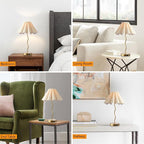 EOEYYOYB Pleated Table Lamp, Table Lamp for Bedroom, Bedside Lamps for Nightstand with Linen Lampshade, Modern Lamp for Bedroom Home Office Decor