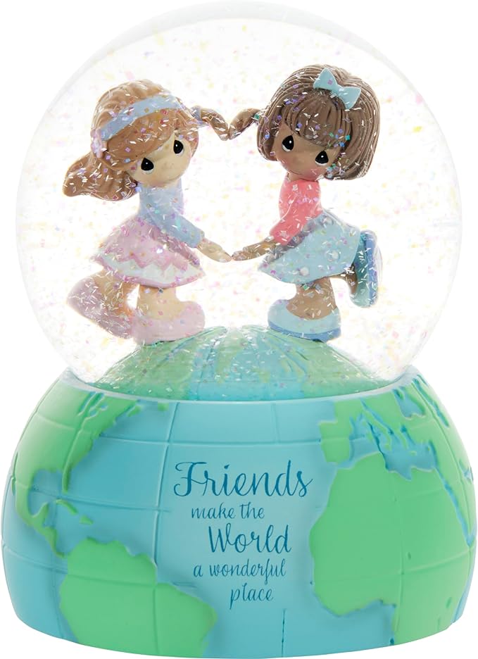Precious Moments Best Friends Snow Globe | Friends Make The World A Wonderful Place Resin/Glass Musical Snow Globe | Gift & Home Decor | Hand-Painted