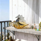 Hand Blown Glass Conch Statues, Gray and Amber Glass Art Figurines, Conch Shells for Coastal Home Decor, Living Room TV Stand and Bookcase Decor, Bathroom Shelf Tops and Cabinet Decor.