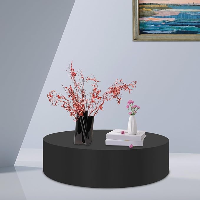 Round Display Pedestal Stand, Event Decor Display Plinth Stands, Bridal Shop Cylinder Plinth Raiser Table, Party Event Decor Circle Pedestal Stand for Boutiques Model Air Conditioner Heightening (Black, 23.6*5.9in)