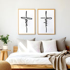 Bnesi Metal Wall Art Sign 4-Piece Set: Love, Faith, Family, Hope - 15 x 8 in Waterproof Religious and Spiritual Hanging Cross Wall Decor for Home Decoration