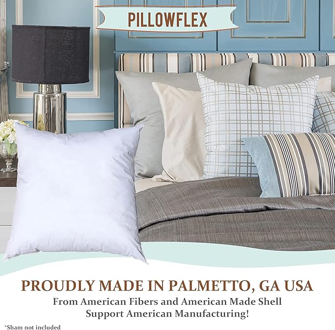 Pillowflex Premium Polyester Throw Pillow Insert - 18x18 - Ultra Soft Small Square Throw Pillow, Couch Sham, Lumbar, Back, Sofa - Machine Washable - Decorative Accent Form - 1 Soft Pillow