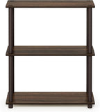 Furinno TURN-N-TUBE Storage Shelves, 3-Tier Book Shelf, Corner Shelf, Toolless Open Shelves, for Organization and Storage, Living Room, Garage, Home Office, Walnut
