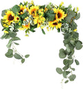 17.7inch Artificial Sunflower Swag Wreath, Decorative Flower Swag Wedding Arch Decor Wall Hanging Floral Door Swag for Wall Porch Farmhouse(#1)