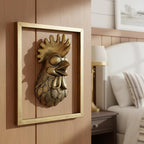 Newinhome Animal Heads Wall Decor (Includes Metal Frame) Resin Animals Sculptures Head Wall Hanging Decoration Gold vintage Wall Sculpture for Living Room Bedroom Office(Rooster)