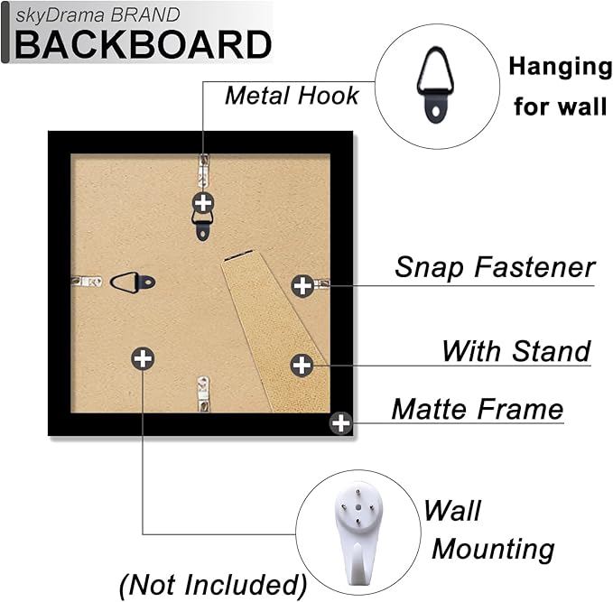 100% Solid Wood 4x4 Frame, Black Square Picture Frame for 4 x 4 Picture Poster Photo, Light Weight 4 by 4 HQ Matte Black Frame for Wall - 1 Pack/Black/4"x4"