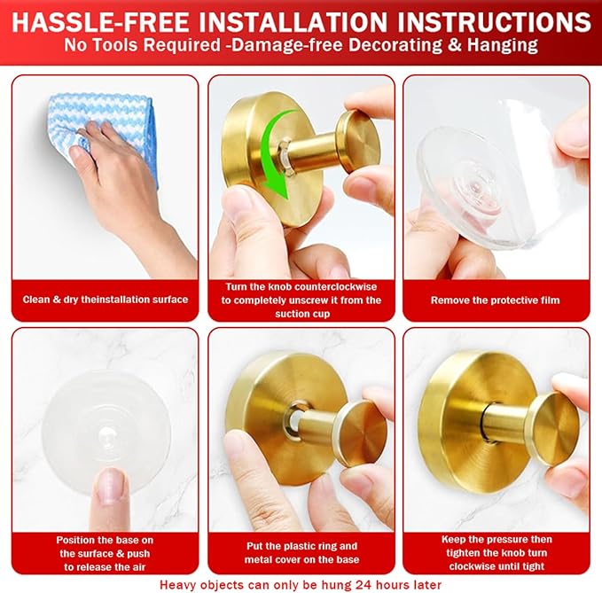 4 Pack Suction Cup Wreath Hanger, 2025 New No Drill Suction Cup Hooks for Door Wreaths, Reusable Holder for Glass Window, Door, Fall, Halloween, Christmas, Welcome Sign(Gold)