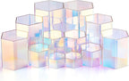 Jetec 12 Pcs Hexagonal Jewelry Display Risers Hexagonal Market Display Risers Stands Acrylic Showcase Acrylic Stand for Jewelry Model Figures Decoration, 6 Sizes (Rainbow Color)
