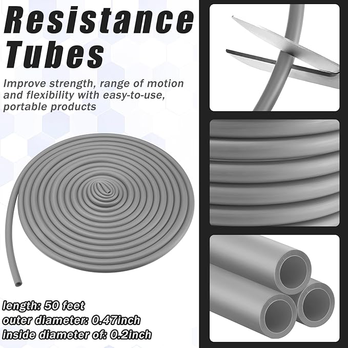 1 Roll Resistance Tubes Exercise Tubing 50ft Exercise Bands Tubing for Therapy, Lower Pilates, Home Workouts, Rehab Core
