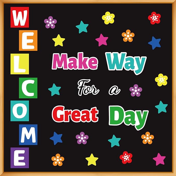 Classroom Bulletin Board Decoration Set Welcome Banner Wall Door Decor Colorful Classroom Decorations for Kindergarten Preschool Elementary Middle School (Welcome, Make Way for a Great Day)