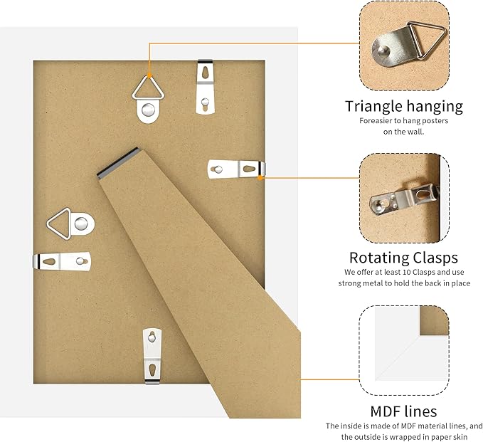 5x7 Picture Frame 3 Pack - White Poster Frame Display Pictures 4x6 with Mat or 5 x 7 Without Mat for Wall Hanging Horizontal and Vertical