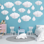 Affrolling 20 Pcs 3D Cloud Decorations Raindrop Decorations Hanging Honeycomb Decor Artificial Fake Cloud Ornaments for Ceiling Birthday Nursery Room Baby Shower Party Decor