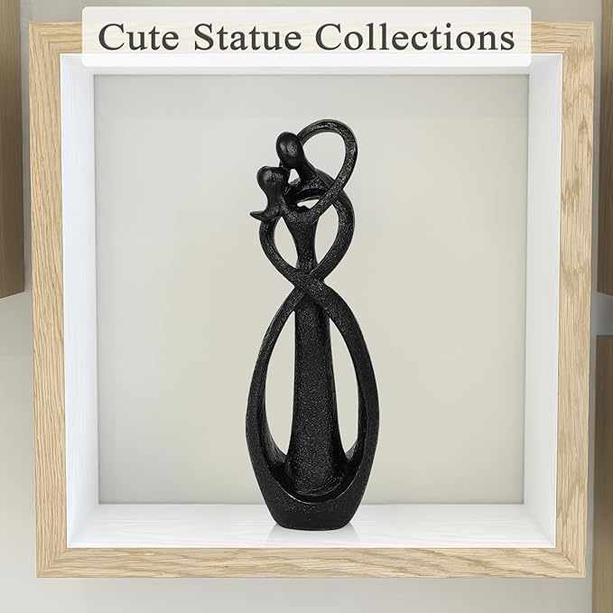 Trycooling Kissing Lovers Statue Abstract Sculpture Resin Statues for Home Decor Modern Home Office Desktop Shelf Bookshelf Decor (Black, Small)