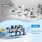 2 Packs Acrylic Display Stand Riser,3 Tier Perfume Organizer Cupcake Stand Acrylic Pop Shelves Holder,Black Desk Display Shelf for Figure,Trinket,Collectibles,Dessert Stands for Party Decor-11.6in