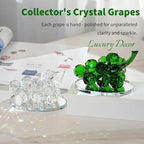 Grape Cluster Crystal Decor Sculpture, Sparkling High-Transparency Faceted Design, Luxurious High-End Crystal with Mirror Base, Elegant Home/Office Display, Gift for Collectors & Fruit Lovers (White)