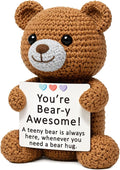 Positive Crochet Bear Gifts for Women Men, Emotional Positive Support Gift for Friend Coworker, Cute Mini Bear Desk Decor, Inspirational Thinking of You, Small Comfort Gift for Stress Relief