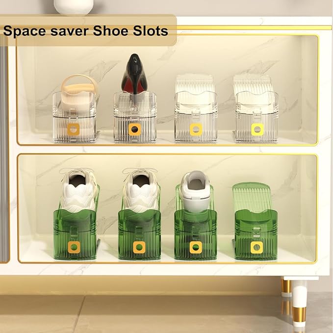 6Pack Shoe Slot Organizers Clear Shoe Stacker Organizer for Closet Shoe Holder Space Saver Rack Storage for Closet (Clear, 6Pack)