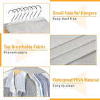 MISSLO 10" Gusseted Garment Bags for Hanging Clothes 40"+50" Clear Suit Bags for Closet Storage Dress Bag for Gowns Long Coat Protector, 3 Packs, Grey
