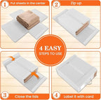 WOWBOX Sheet Organizers and Storage,Closet Bed Sheet Organizer Under Bed Storage and Organization with Label Cards & Clear Window for Bedding Sheets,Duvet Covers,Blankets (3 Pack，White)