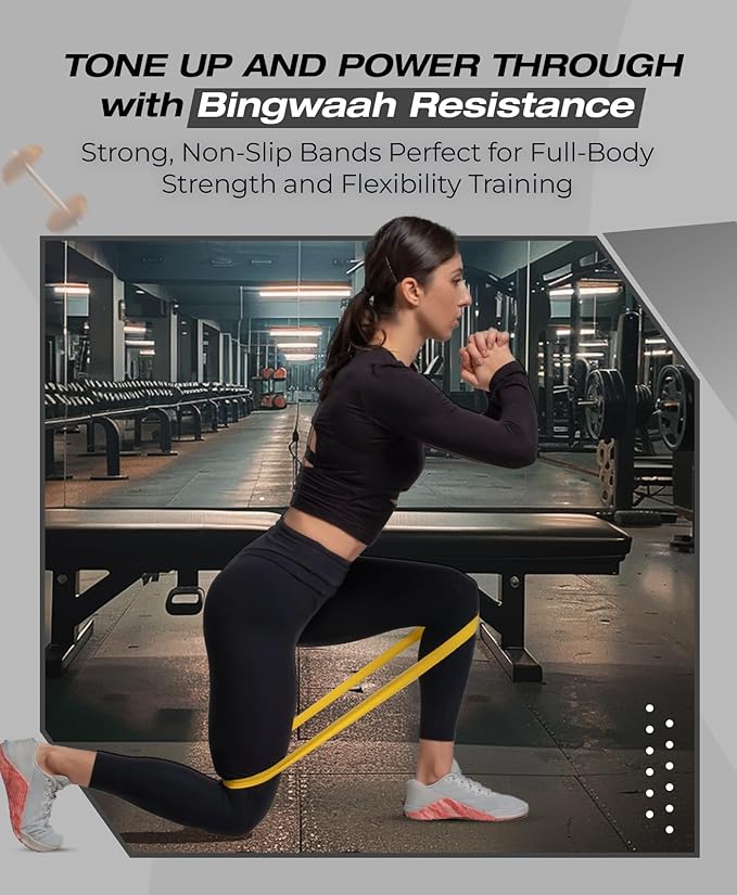 Bingwaah Mini Loop Resistance Bands – Fabric & Elastic Sets Exercise Bands for Strength Training - Rehab, Yoga, Pilates & Home Workout Equipment