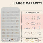 Hanging Jewelry Organizer Storage, 40 Pockets 36 Hooks Necklace Earring Necklace Bracelet Ring Organizer, Double - Sided Design, White