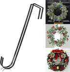 12 in Wreath Hanger Black Wreath Hangers for Front Door 2 Pack Wreaths Hangers Hook Over The Door Hook Christmas Wreaths Holder Halloween Easter Home Wreaths Hanging Hooks Decoration