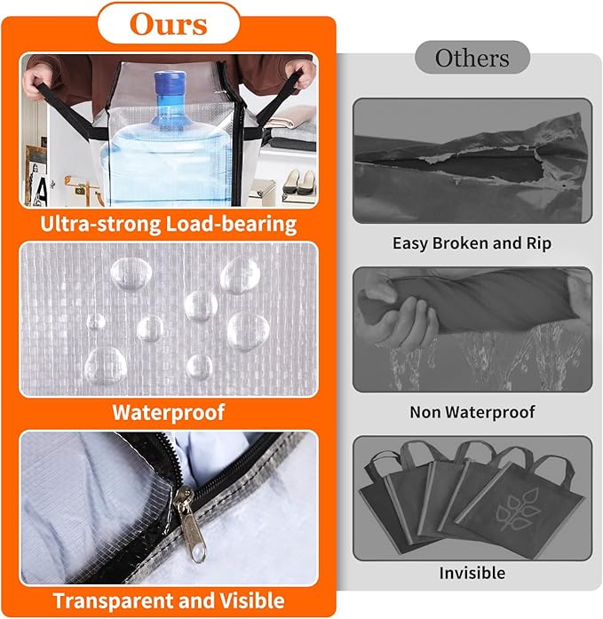 8 Pack Clear Storage Bags for Comforter, Clothes & Bedding, Plastic Blanket Storage with Zipper and Handle, Moving Bags, Closet Organizer and Under-Bed Storage (60L)