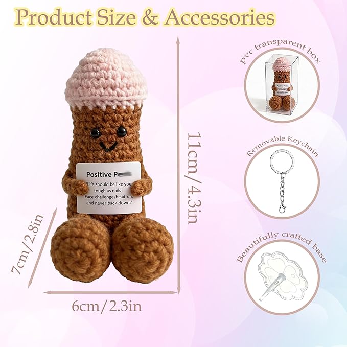 Funny Positive Crochet Animals Gag Doll Emotional Support Stuffed plushies for Men and Women Friends, Weird Things Motivational Office Decor Valentine‘s Day Gifts
