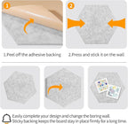 10PCS Hexagon Cork Board Tiles Alternative - 12x10 Inch Frameless Felt Bulletin Board for Wall, Adhesive Cork Board Tiles for Office & Home Decor, Sound Absorbing Pin Boards for Walls & Photos