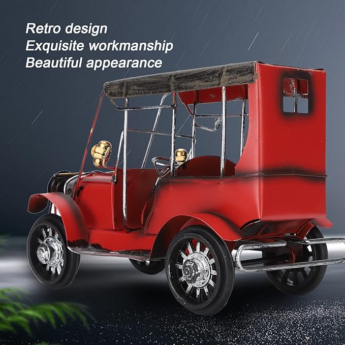 Antique Car Model, Vintage Retro Car Toys, Iron Metal Crafts Desktop Ornament with Delicate Craftsmanship, Classic Design for Home Office Bar Decoration, Gift for Car Lover