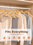 HOUSE DAY Wooden Hangers 30 Pack, Solid Wood Clothes Hangers with Non Slip Pant Bar, Heavy Duty Wooden Coat Hanger for Closet, Smooth Finish Wood Hangers for Shirts, Suits Jackets, Dress, Natural