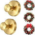 2 Pack Suction Cup Wreath Hangers for Front Door Garland Hanger 11 Lb -22 Lb Suction Wreath Hanger for Glass Door No Drill Suction Hooks for Bathroom Halloween Christmas Decorations (Gold)