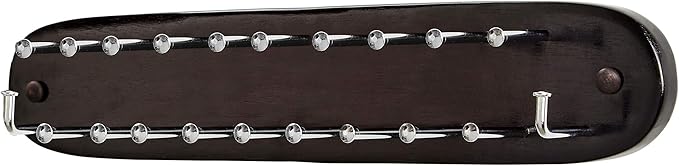 Richards Homewares Tie Rack Wall Mounted - Wood Tie Organizer for Closet 21 Chrome Hooks Storage and Organization Hnager Walnut