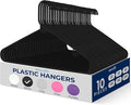 SereneLife Black Plastic Hangers 10 Pack - Clothes Hangers with Non Slip Hooks, Sturdy, Durable & Space Saving Coat Hanger, Light-Weight and Ultra-Thin, Perfect Closet Organizer for Everyday Use