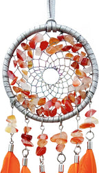 Mini Dream Catcher for Car Orange, Car Charms for Rear View Mirror Small Dream Catchers for Adults Crystal Home Wall Decor
