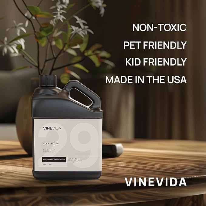 VINEVIDA [128 Fl Oz] Cuban Tobacco Fragrance Oil for Cold Air Diffusers, Essential Oils for Diffuser Oil Refill & Air Freshener Room Spray
