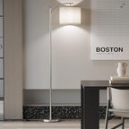 SUNMORY Arc Floor Lamp, Modern Floor Lamp with 9W 3 Color Temperatures Bulb, Metal Standing Lamps with Adjustable Hanging Lampshade, Tall Floor Lamps for Living Room, Bedroom, Office