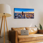 AIYISU Sunset Chicago Wall Art USA City Wall Decor Chicago Skyline Picture Center Cityscape Canvas Prints Painting Modern City Skyscraper Poster Artwork for Bedroom Living Room Home Decoration 20x40”