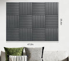 Large Cork Board Alternative 48” X 36” Felt Bulletin Board Tiles, with 30 Pushpins, 60 Adhesive Tabs,12-Pack Slat Wall Paneling, Cork Boards for Office Push Pin Board Felt Board - Dark Gray
