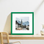 Vittanly 12x12 Picture Frames Set of 9, Shatter Resistant Plexiglass, Display 8x8 Pictures with Mat or 12x12 without Mat, Photo Frames for Wall Mount, Engineered Wood, Green
