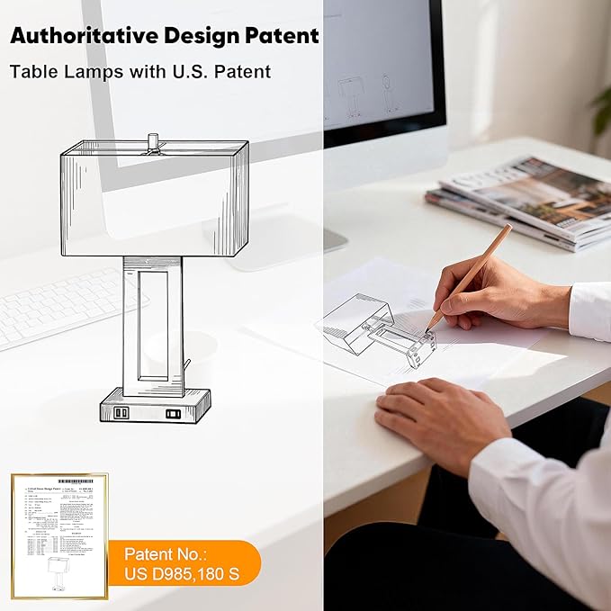 Set of 2 Modern Touch Control Table Lamps with 2 USB Ports, 22’’ Large Bedside Nightstand Lamps 3-Way Dimmable Desk Lamp With White Fabric Shade For Bedrooms Living Room Reading, 2 LED Bulbs Included