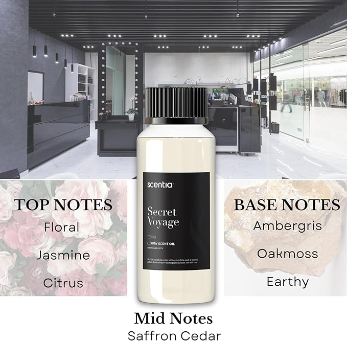 Scentia Hotel Diffuser Oil Inspired by The Baccarat Hotel - 120 mL 4.06 fl oz -HVAC,Cold Air & Ultrasonic Diffuser Oil,Fragrance Oil Blend- Secret Voyage, Thanksgiving Gift
