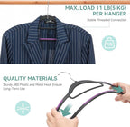 Pack of 30 Coat Hangers, Space-Saving Plastic Clothes Hangers, Non-Slip, 0.2 Inches Slim, 360° Swivel Silver Hook for Shirts, Pants, Suit & Wet/Dry Garments, Purple and Black
