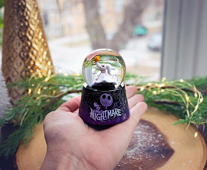 Disney The Nightmare Before Christmas Zero 3-Inch Mini Light-Up Snow Globe with Glitter Adults